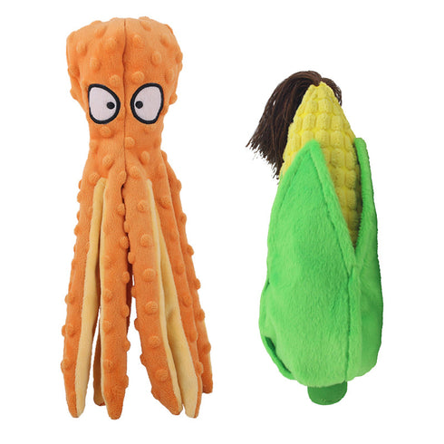 Crinkle Dog Toy Octopus with Corn